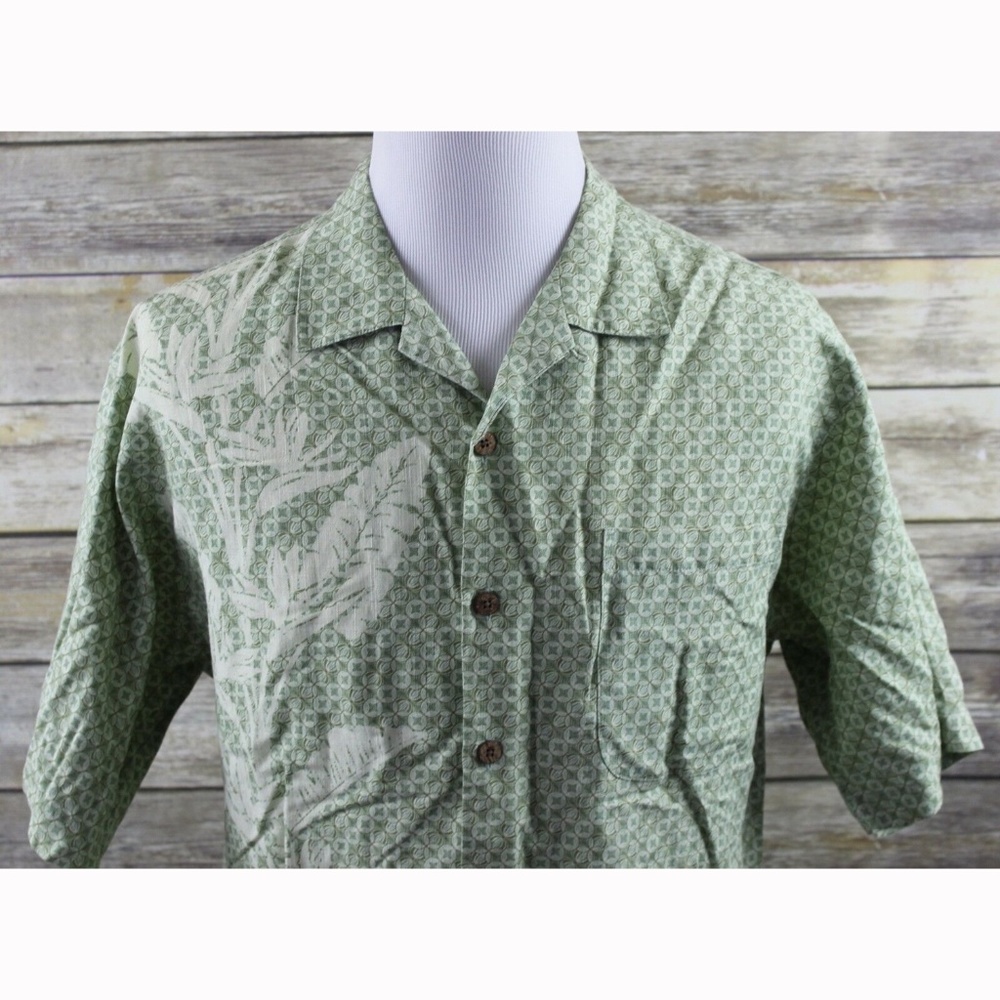 Tommy Bahama Silk Linen Frond Print Camp Shirt LG